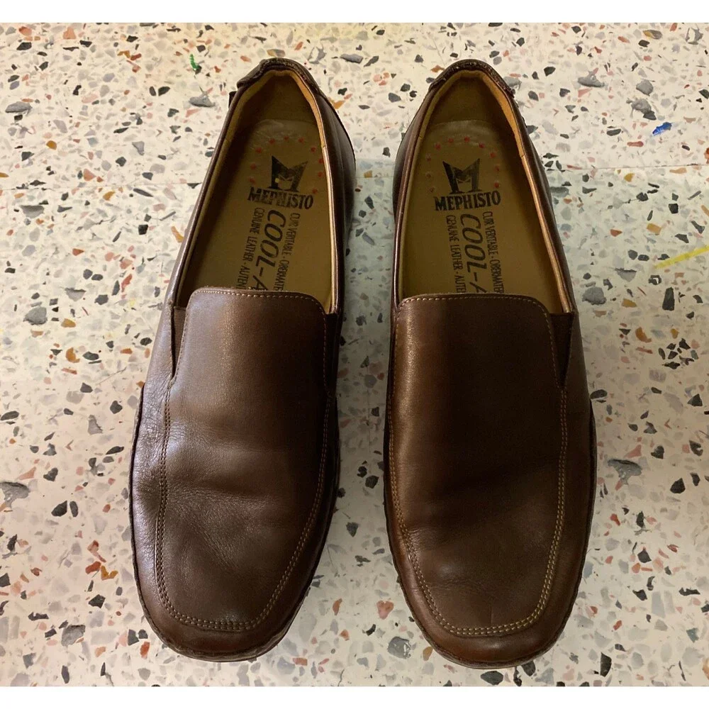 Men’s Mephisto 8.5 M Cool-Air Slip On Brown Soft Leather Shoes